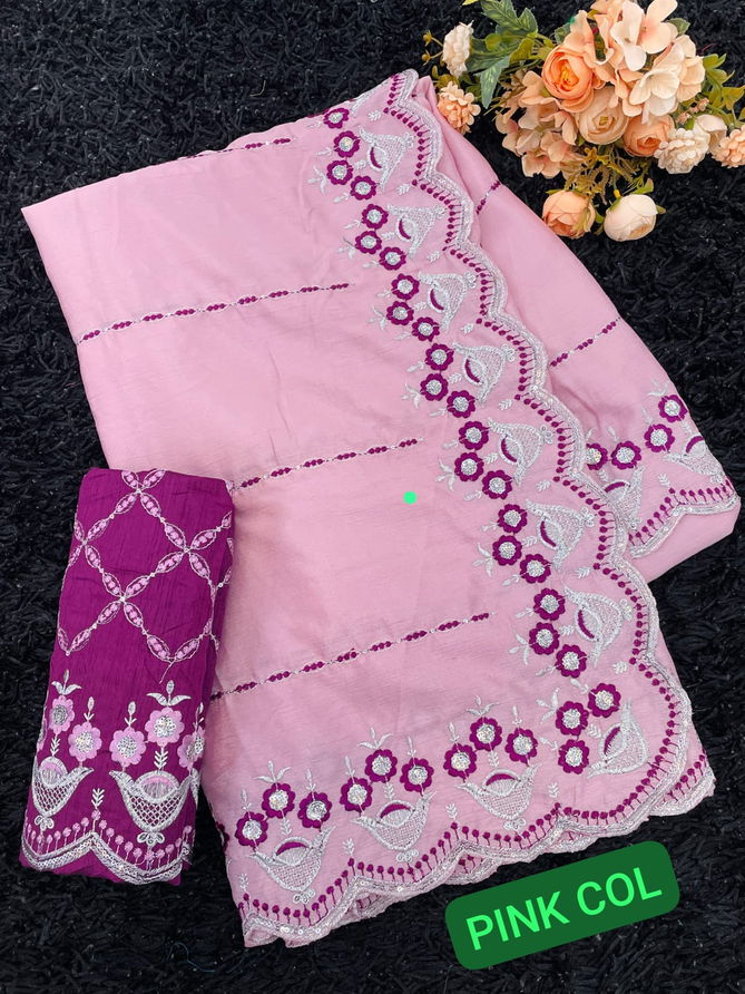 Jj 762 Jk Chinon Silk Embroidery Designer Sarees Wholesale Price In Surat